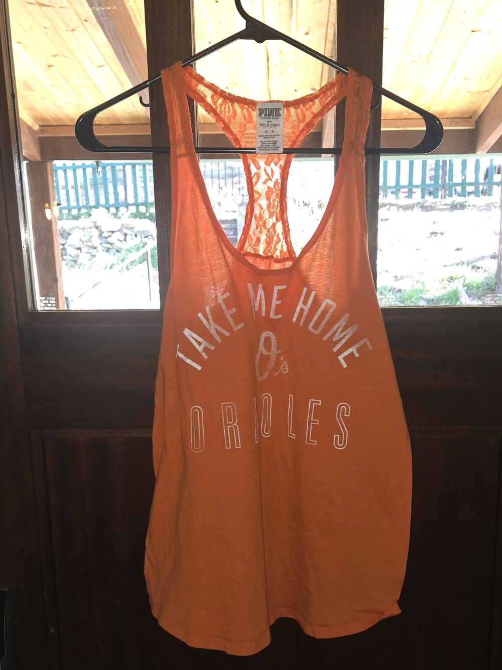 PINK Victoria's Secret Orange Orioles Lace-Back Tank Top
